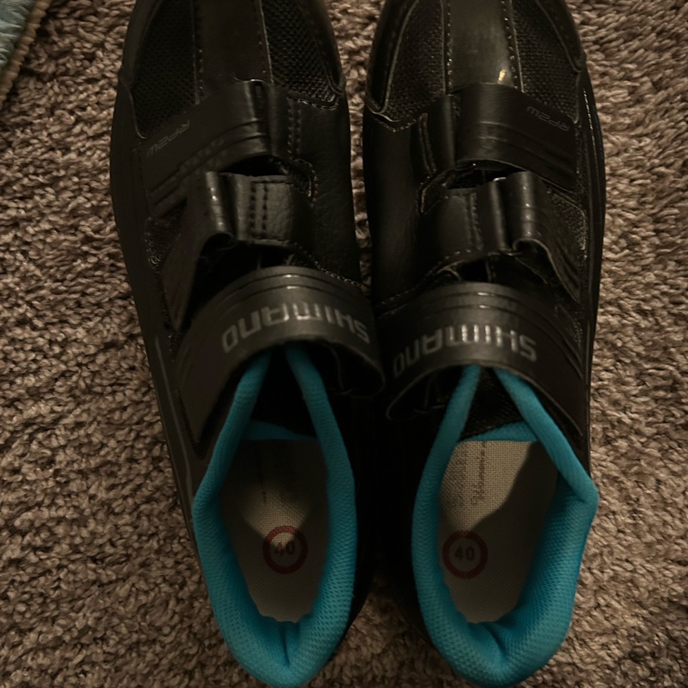 Shimano Black Cycling Shoes with Blue Accents